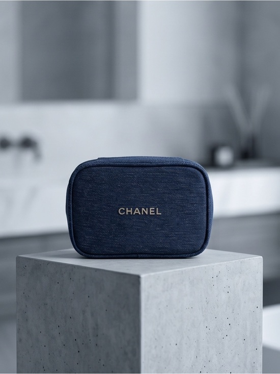 CHANEL Handbags - 2023 Chanel Gift set  Sparkly Navy Denim Cosmetic Pouch